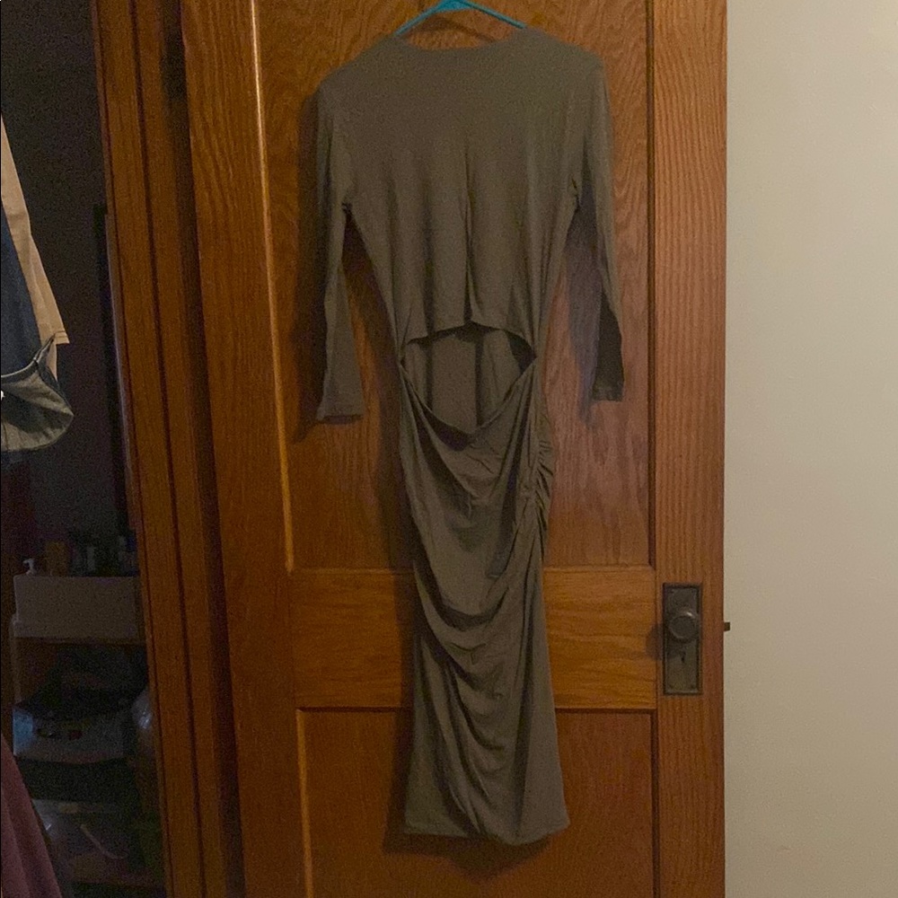 Standard James Perse Olive Green Ruched Long Sleeve Bodycon Dress - Picture 5 of 6